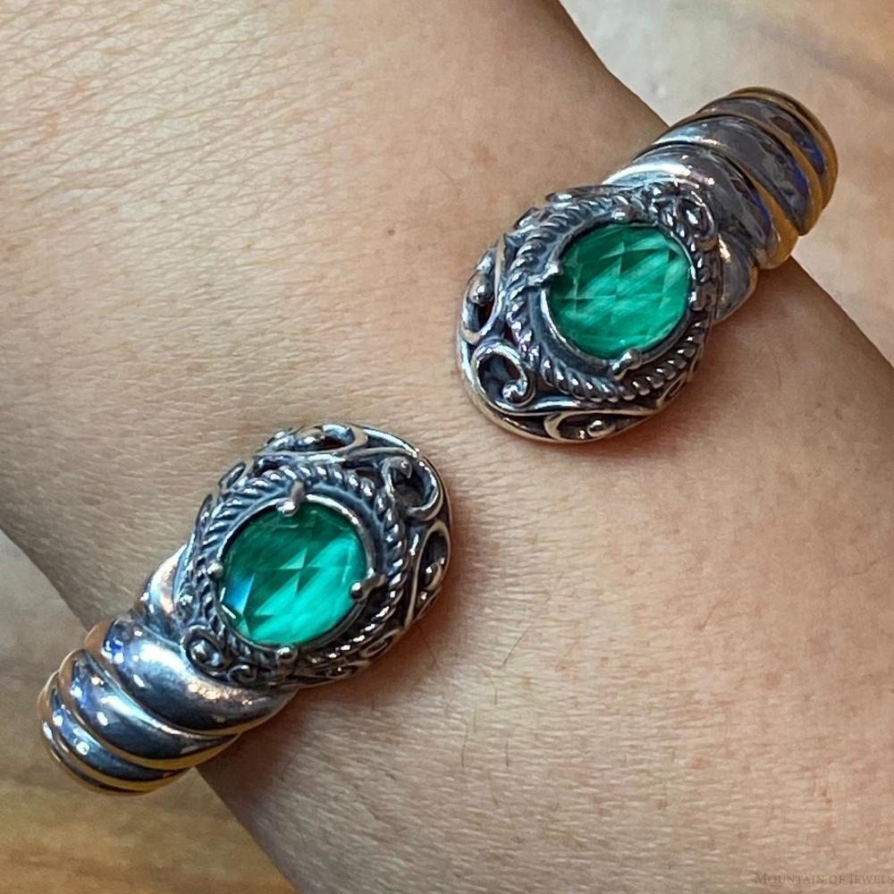 Carolyn Pollack Sterling Malachite Doublet Decorated Hinged Bracelet For Women 1